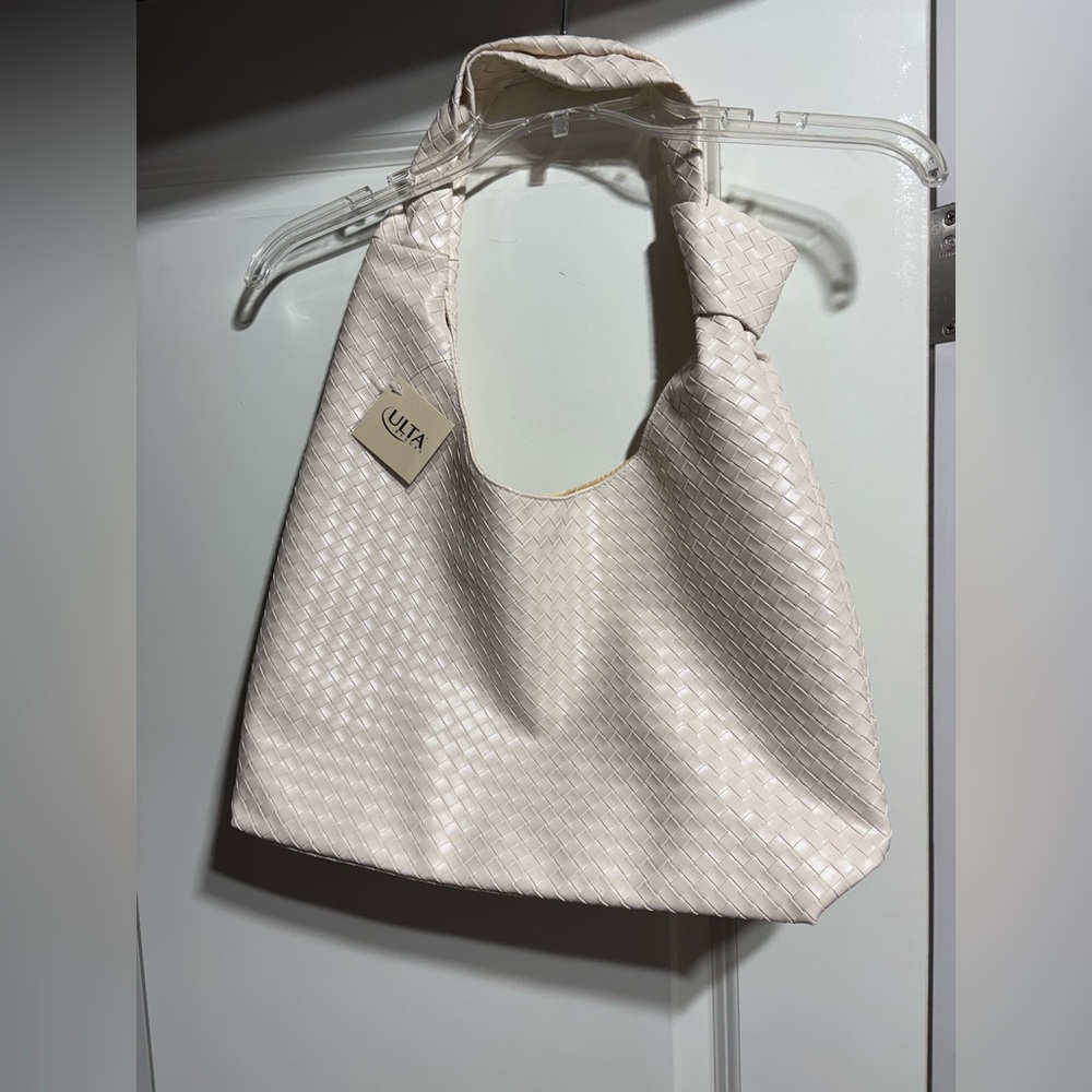 Ulta Beauty Cream Shoulder Bag with Woven Texture